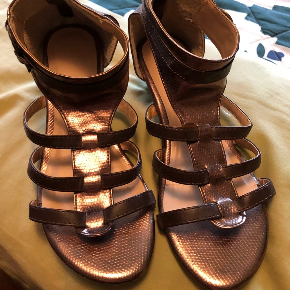 Sandals, Copper Color with a wedge heel, Like New